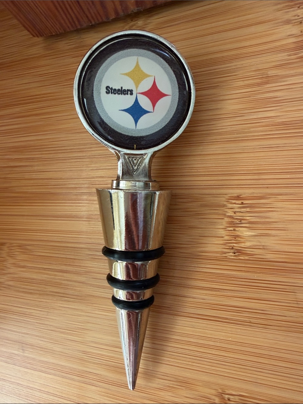 Steelers Metal Wine Bottle Stopper - Silver